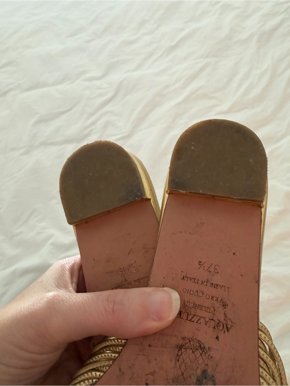 Gold strappy Aquazzura sandals EUC 37.5 - Picture 4 of 4